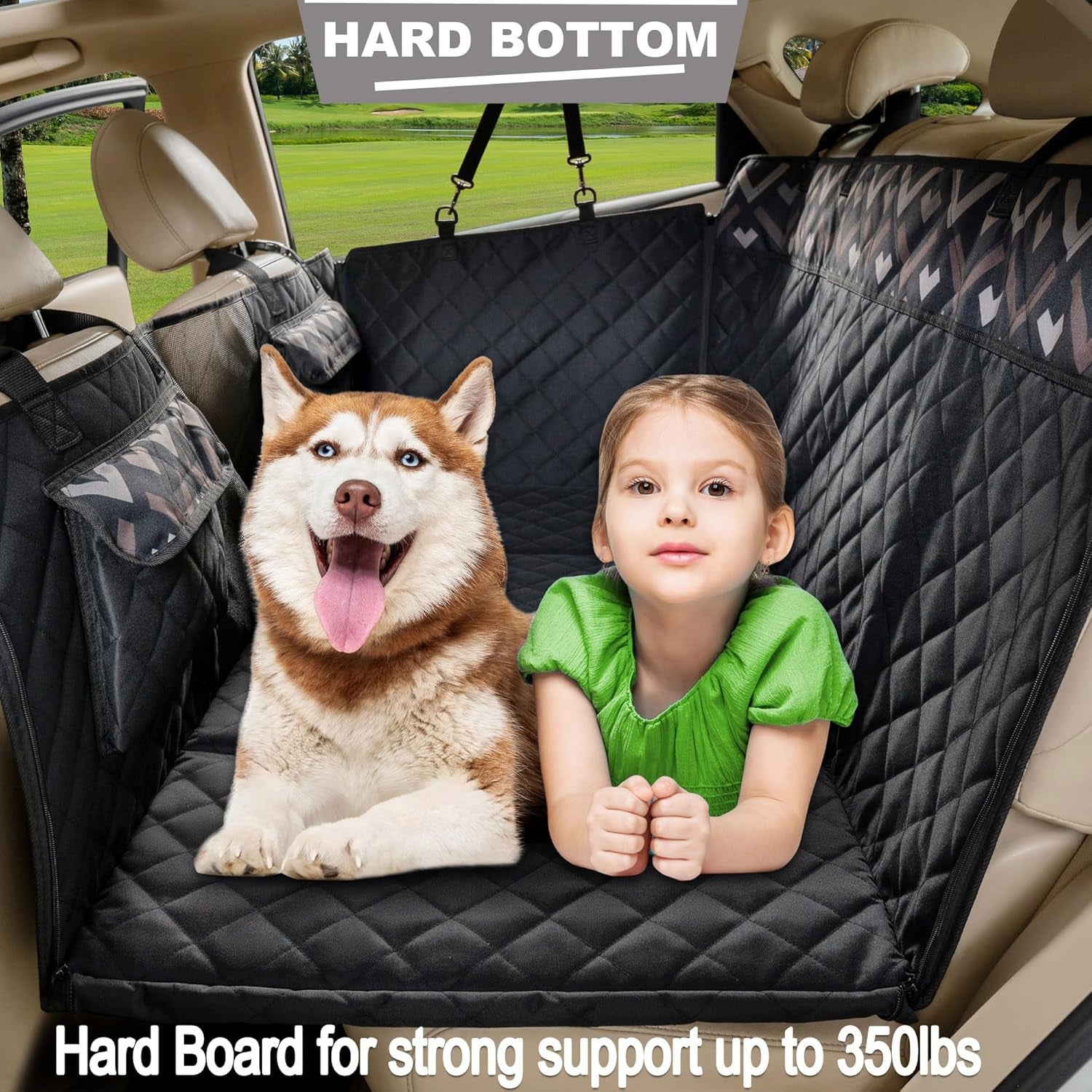 Car Seat Cover for Dogs with Hard Bottom as a Hammock Bridge for Pets Travel