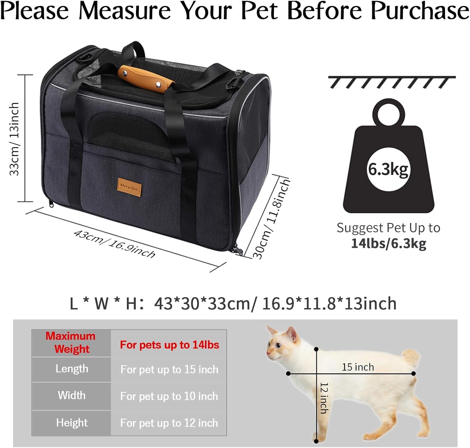 Portable Pet Carrier Bag for Cats and Small Dogs