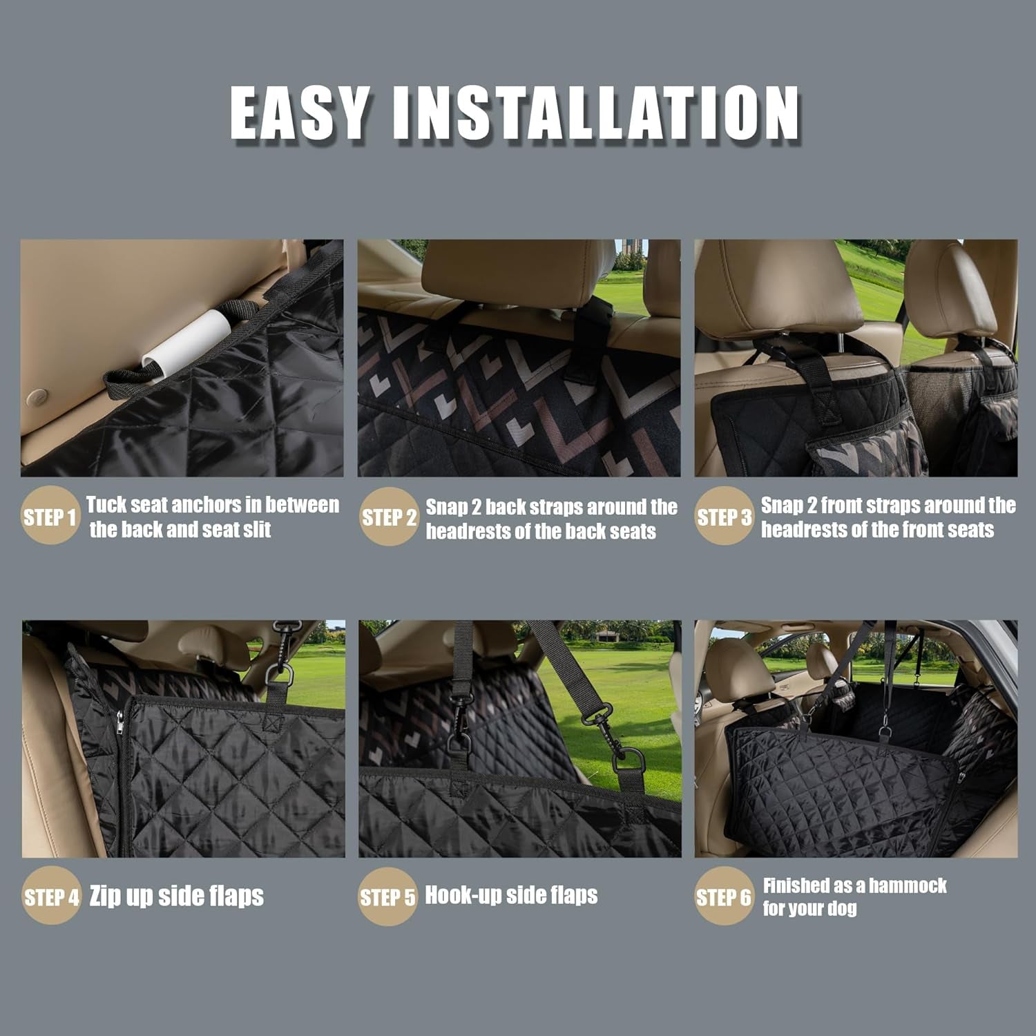 Car Seat Cover for Dogs with Hard Bottom as a Hammock Bridge for Pets Travel